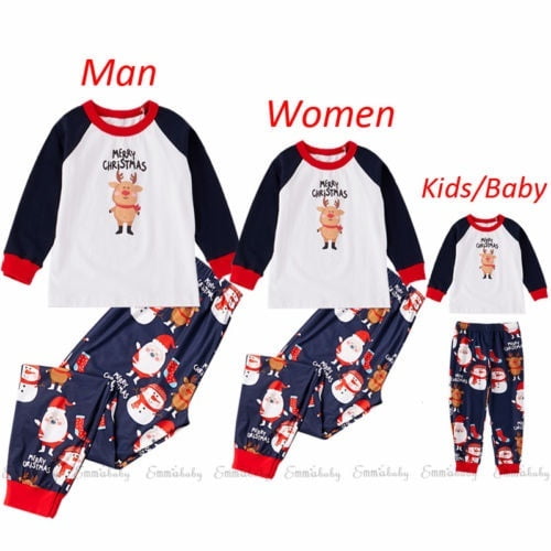 UK Family Matching Adult Women Kids Christmas Pyjamas Nightwear Pajamas PJs Sets